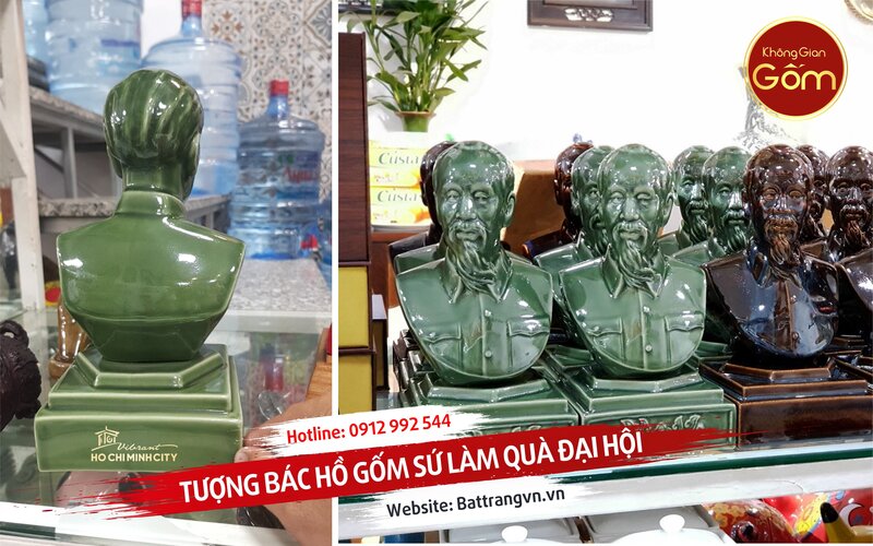 Tượng Bác Hồ gốm sứ làm quà đại hội