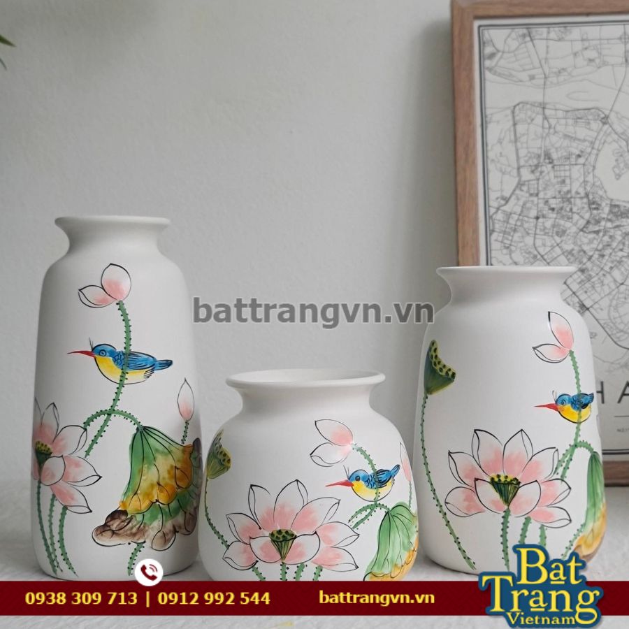 Bộ lọ hoa decor gốm sứ