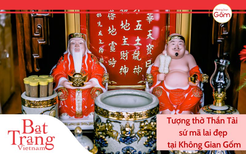 Tương thờ thần tài sứ mã lai cực đẹp tai không gian gốm